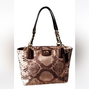 NWT-Coach Madison Nylon  Python Print Tote #20482